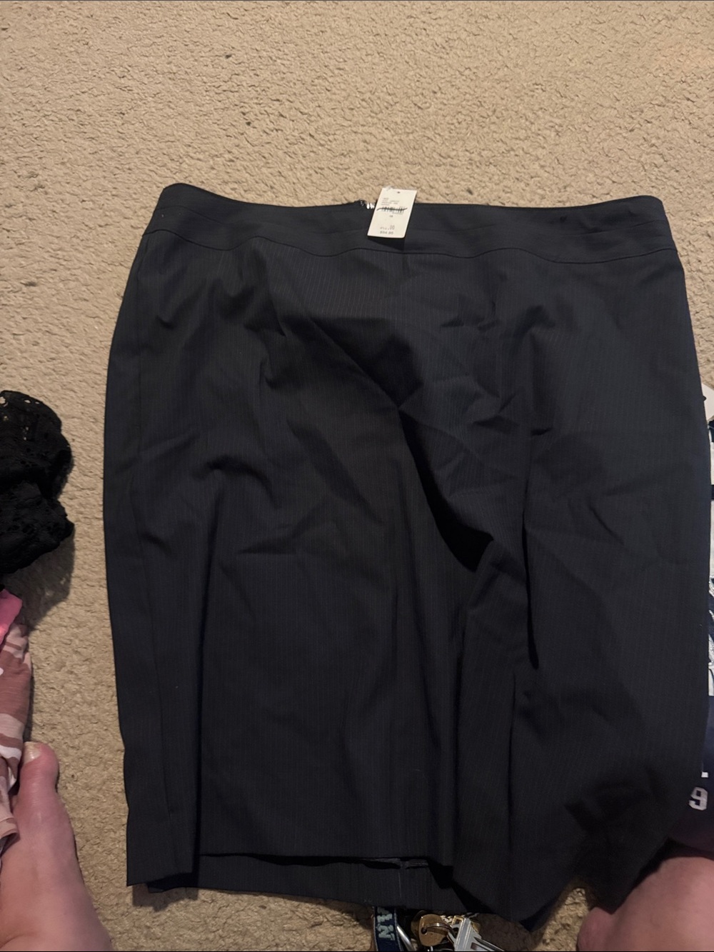 Lane Bryant Dark Navy Pinstripe Pencil Skirt